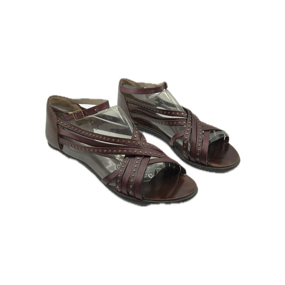 Robert Clergerie Sz 10 Brown Leather Sandals with Ankle Strap - Picture 1 of 10